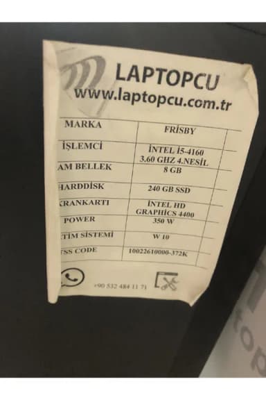 KASA FRİSBY MARKA OFİS VE ÖĞRENCİ PC İ5 4 8 GB 240 GB İNTEL HD görseli