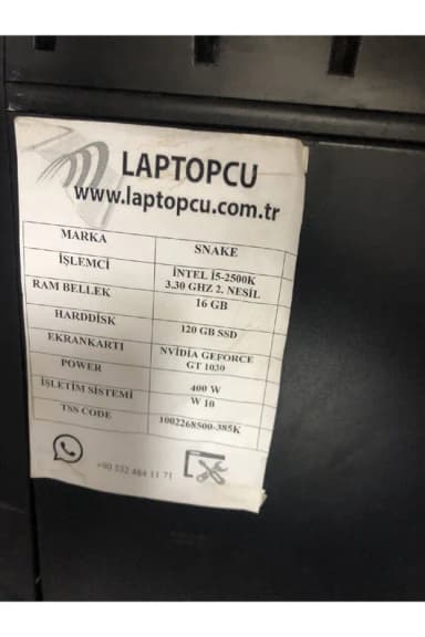 KASA SNAKE GİRİŞ SEVİYESİ OYUNCU PC İ5 2 16 GB 120 GB GT1030 görseli